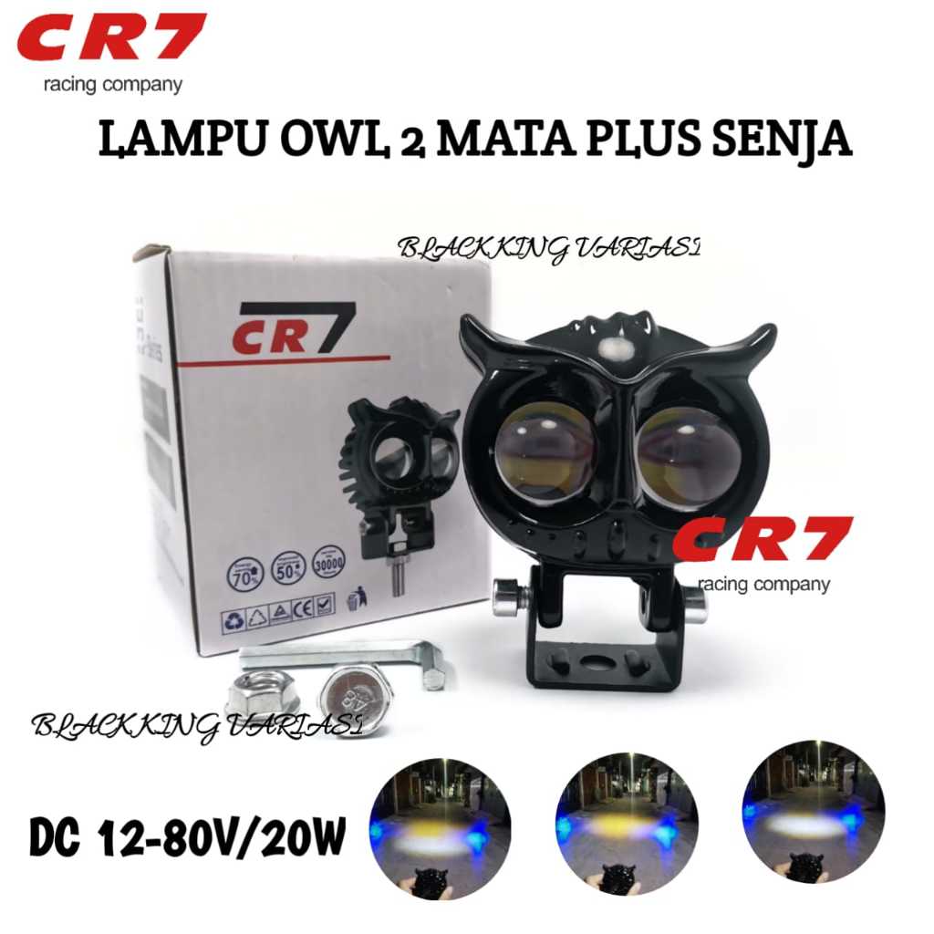 Lampu Tembak Laser Gun Owl 2 Mata Lampu Tembak Sorot Led Owl 2 Mata Lampu Laser D2 Putih Kuning Plus