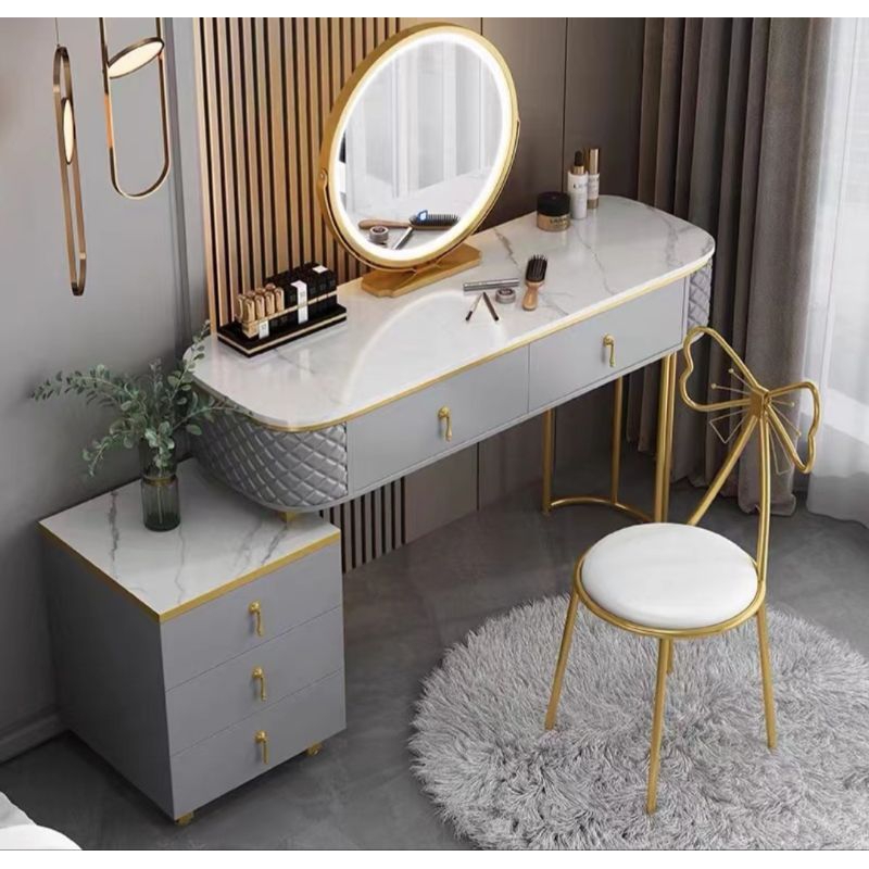 MEJA RIAS NORDIK CERMIN LED MEJA RIAS DENGAN LACI DAN NAKAS SIDE TABLE MEJA RIAS MODERN MINIMALIS CA