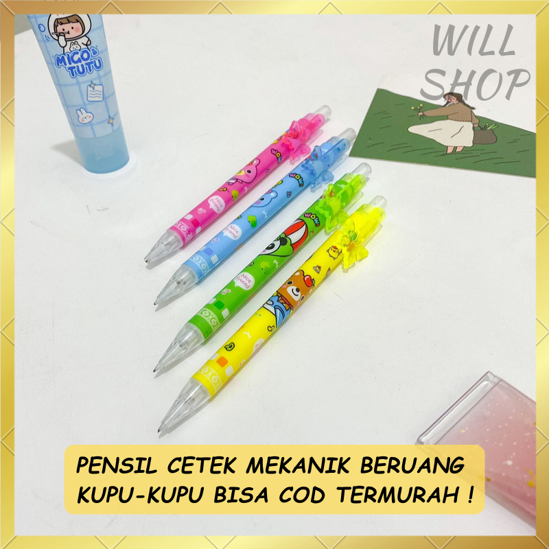 

VARIAN 4 / 8 / 12 PCS PENSIL CETEK MEKANIK TRANSPARAN BERUANG KUPU-KUPU READY 4 WARNA PULPEN / PENSIL DENGAN HAPUSAN MOTIF TERBARU DAN UNIK / ALAT TULIS TERMURAH BISA COD