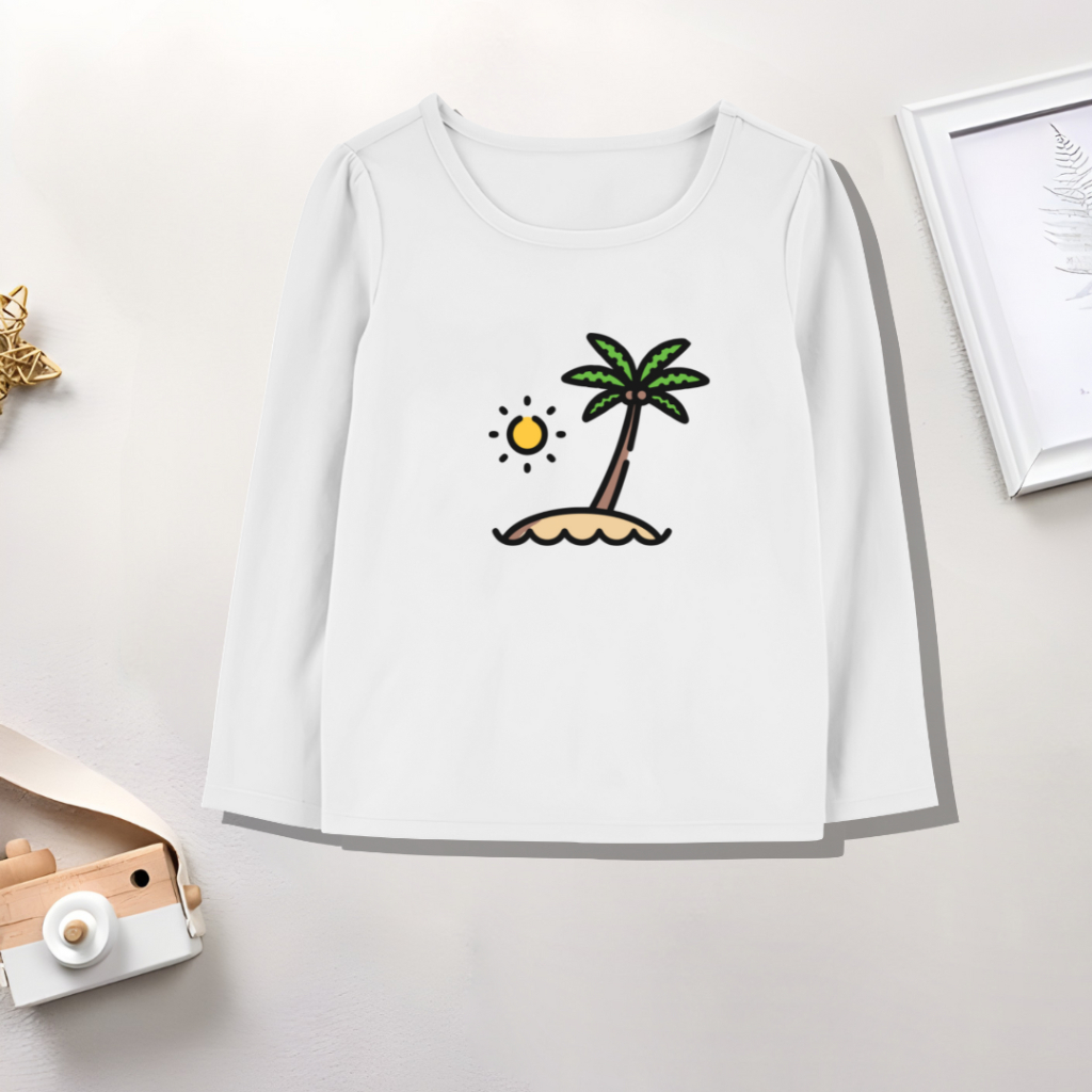 Kaos Panjang Anak Perempuan Pantai 1-12 Tahun Kaos Pantai Anak Kaos Lengan Panjang Anak Perempuan
