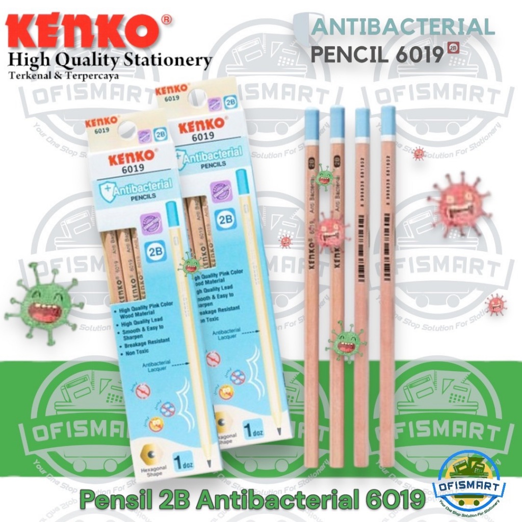 

Kenko Pensil Tulis 2B 6019 AntiBacterial | @1Pax=12Pencil