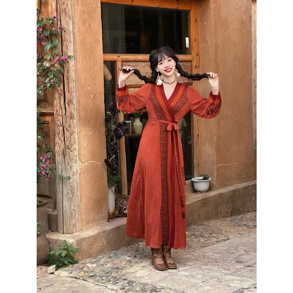 𝐑𝐄𝐀𝐃𝐘 𝐒𝐓𝐎𝐂𝐊 𝐒𝐀𝐅 - ODELIA wrap dress long dress long sleeve woman premium / korean summer dress / bea