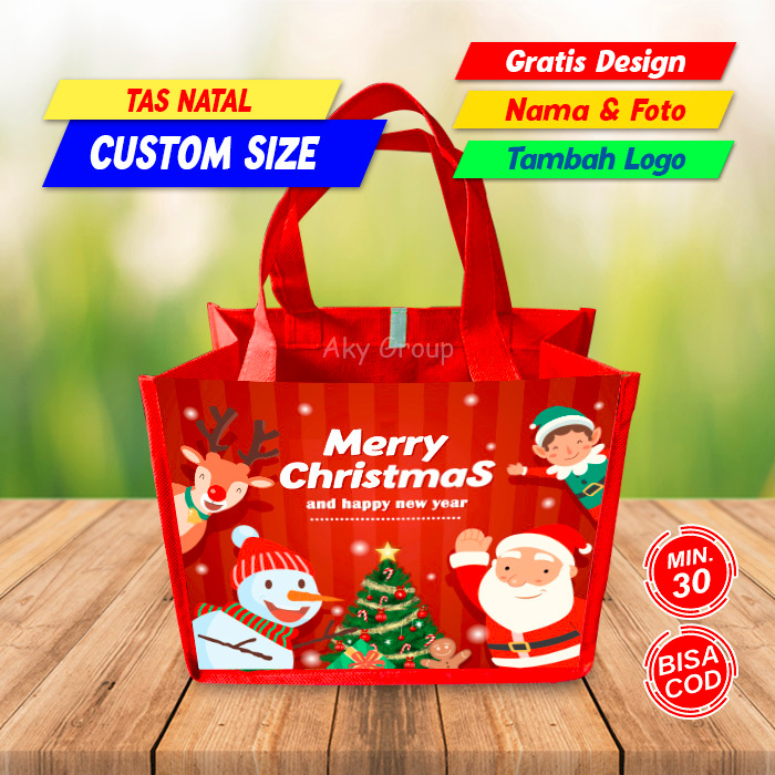 

CUSTOM SIZE Tas natal Tas Imlek Tas bingkisan natal Imlek Tas souvenir natal Goodiebag natal