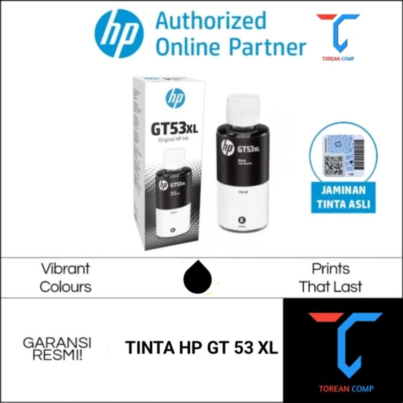 Tinta HP GT 53 XL Black Original Ink Bottle - 1VV21AA GT53 XL for Printer HP Ink tank 115 315 415 Sm