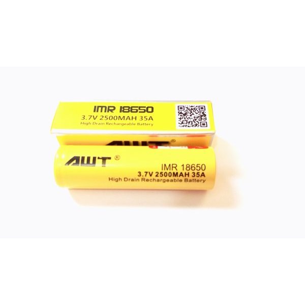 Battery AWT 18650 2500MAH ORIGINAL - BATERAI BATRE AWT 18650 2500MAH KUNING ORIGINAL - 1PCS