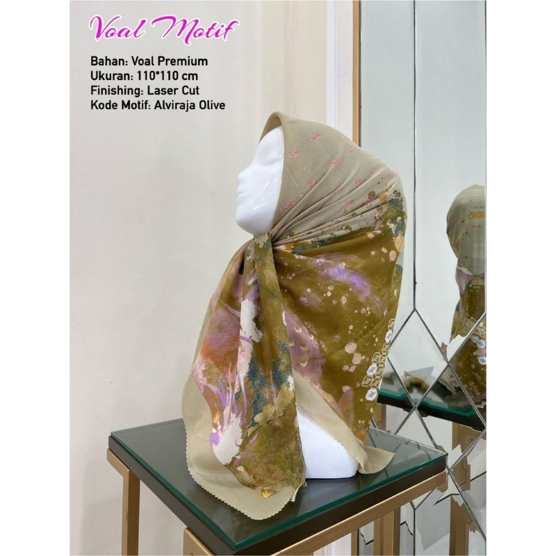 Hijab segiempat motif alvi warna olive