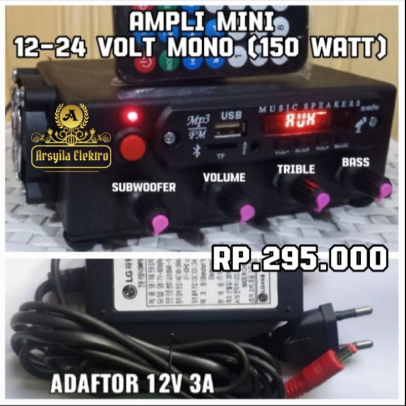 LANGSUNG KIRIM POWER AMPLIFIER / AMPLI MINI 12 - 24 VOLT MONO (150 WATT) SUBWOOFER BASS MP3