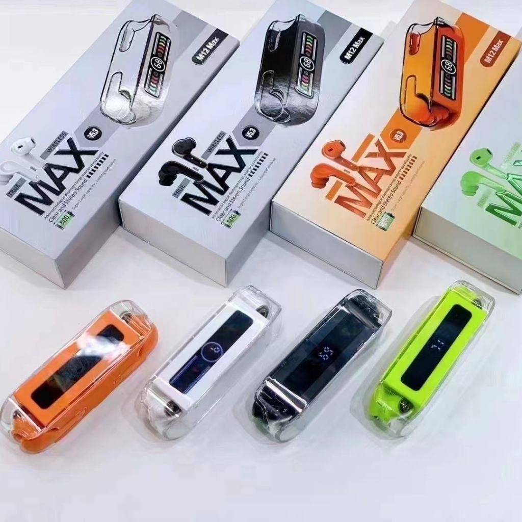 Earphone TWS M12 Max Earbud Gaming dengan Power Bank LED