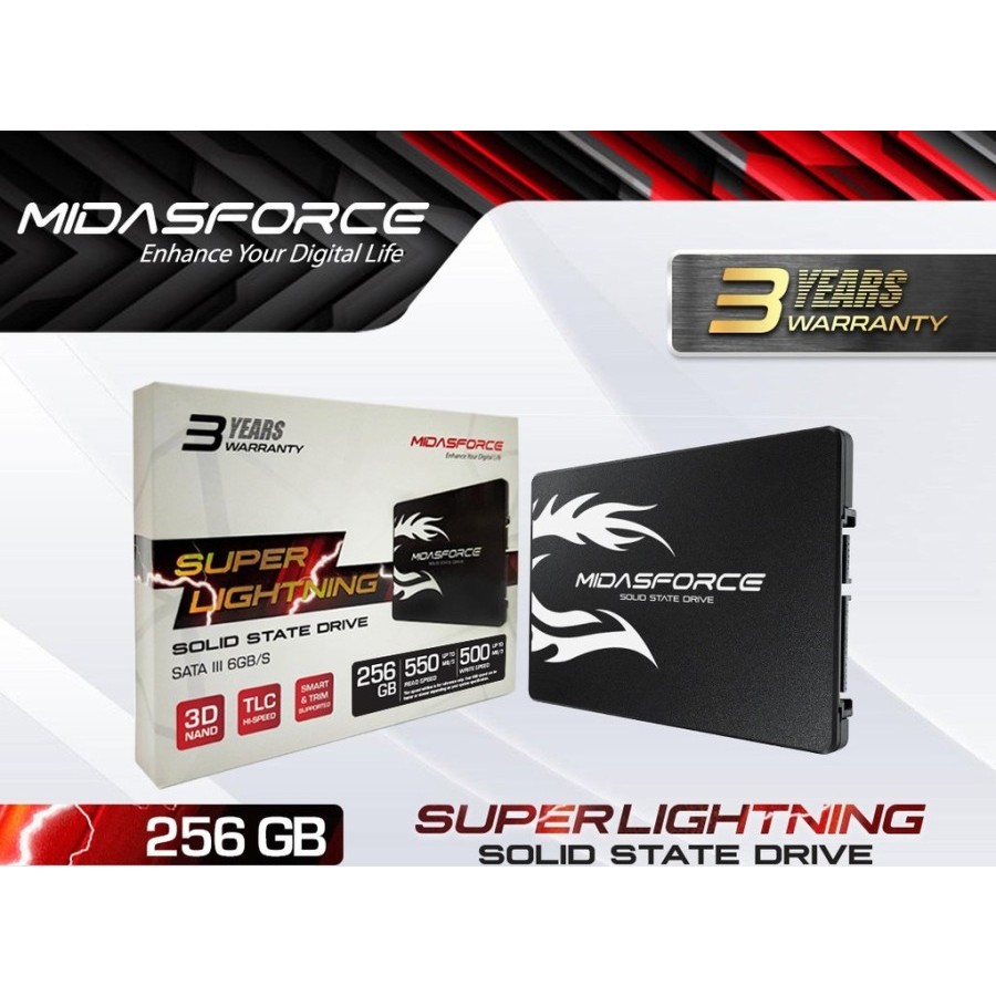 SSD MIDASFORCE 256GB SATA 3 6GB/s SUPER LIGHTNING