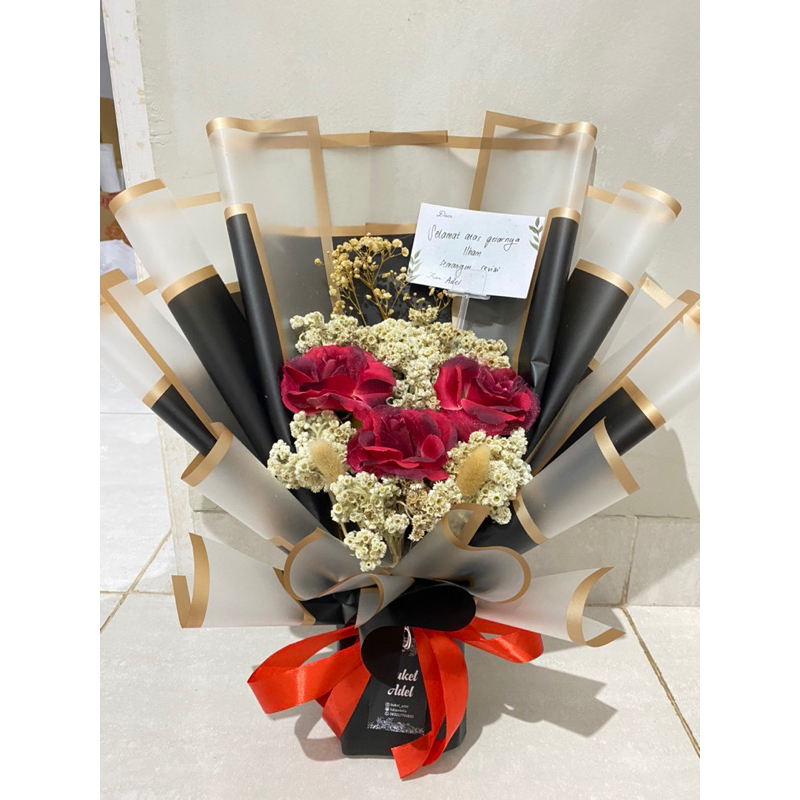 buket bunga artificial edelweis bouquet bucket bunga wisuda perpisahan ulang tahun bunga edelweis bu