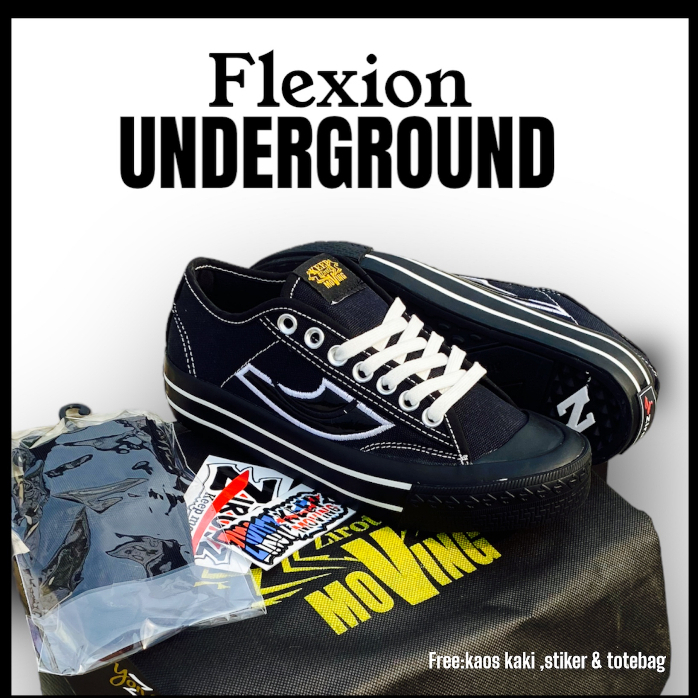 Zirotz Flexion Underground all black Sepatu Original Pria  Wanita  Sneaker  Vulcanized 36-44