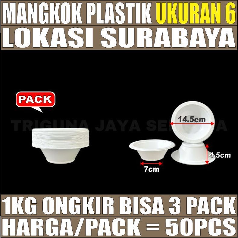 Mangkok Plastik 50pcs Uk 6 Sedang M Kue Makan Disposable Murah M6 Mangkuk Sekali Pakai Surabaya