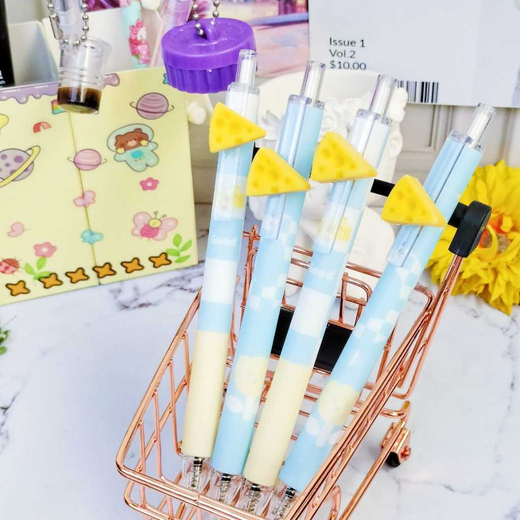 

[FS] Pulpen Mekanik Motif Cheese & Egg Soft Color Pena Cetek Tinta Gel Bagus