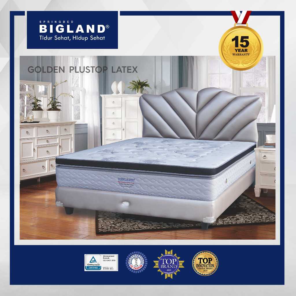 Bigland Springbed Golden Plustop Latex - Kasur/Set - FREE BANTAL