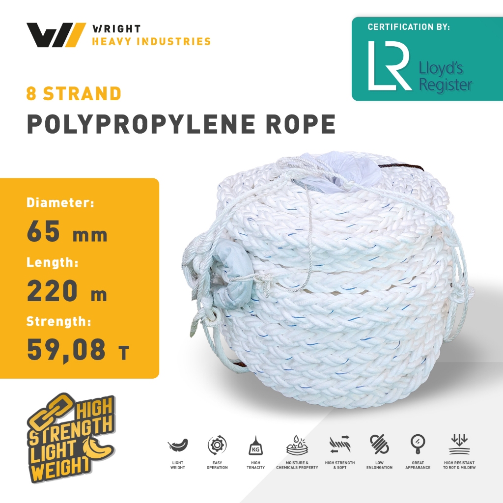 TALI KAPAL - PP ROPE CIR 8 - POLYPROPYLENE ROPE Dia. 65 mm - 220 m