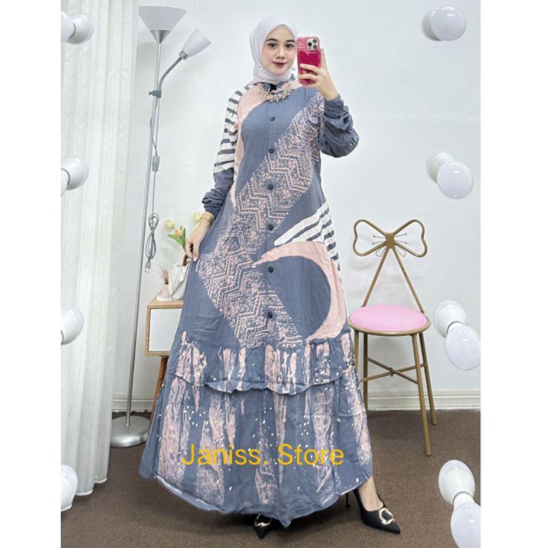 Gamis Twill Rayon Cap Malaman Gamis Jumbo LD 130