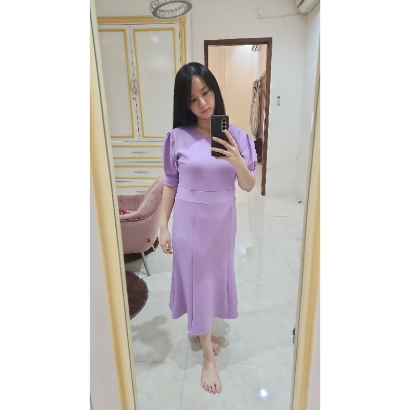 Dress wanita cantik Dress Pesta lilac
