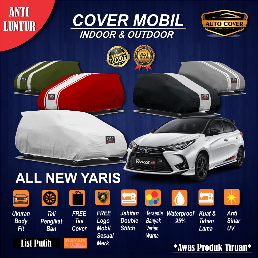 COVER MOBIL YARIS / SARUNG MOBIL ALL NEW YARIS / SELIMUT MANTEL MOBIL YARIS TRD OUTDOOR WATERPROOF