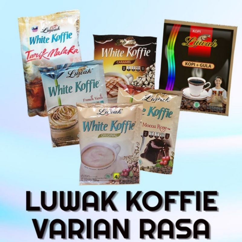 

KOPI LUWAK WHITE KOFFIE 3 IN 1 / KOPI INSTAN WHITE KOFFIE 1 RENCENG LEBIH HEMAT