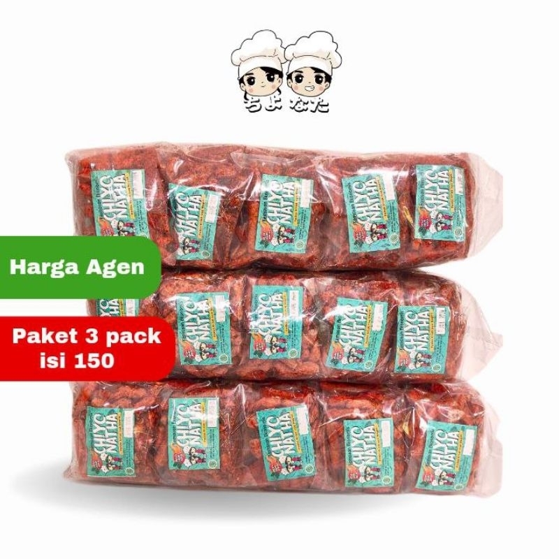 

Paket 3 Pack (isi 150) Basreng Chiyo Natha 25gram Makanan Ringan Cemilan Pedas Kriuk