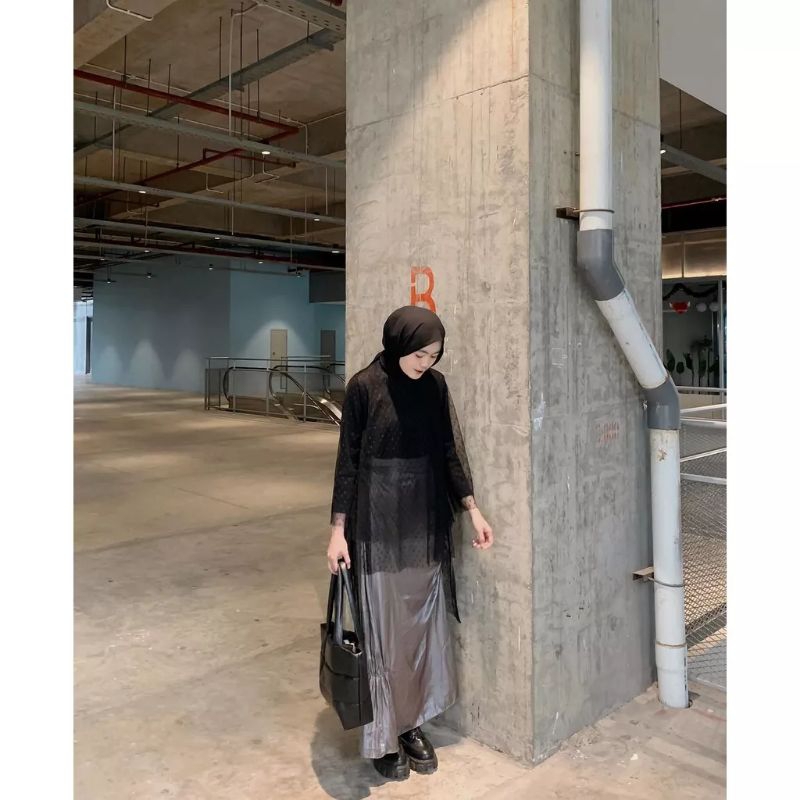 Outfit Kondangan Valerie Outer Tunik kebaya Tile Dot Outfit Lamaran Kondangan