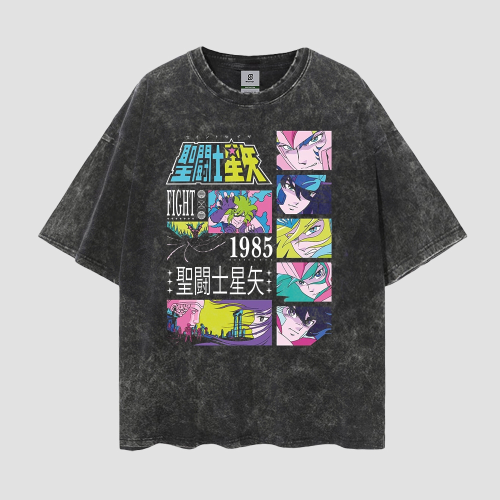 Saint Seiya Vintage Style Oversize Washed Tee