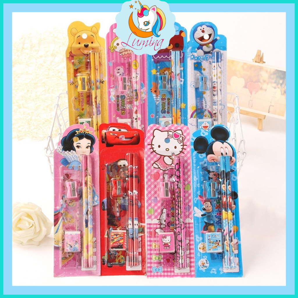 

SET ALAT TULIS SEKOLAH 5 in 1 MINI STATIONERY KARAKTER LUCU