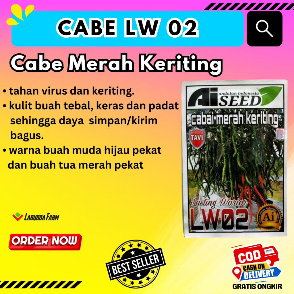 LW 02 Benih Cabe Kriting LW02 Unggul kemasan 10gr Original Pabrik Tahan Virus Viral