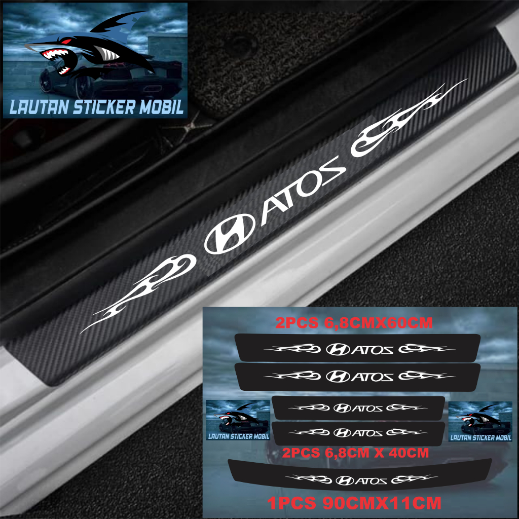 STIKER STICKER CARBON 3D MOBIL ATOZ STICKER KARBON 3D PIJAKAN KAKI MOBIL HYUNDAI ATOZ