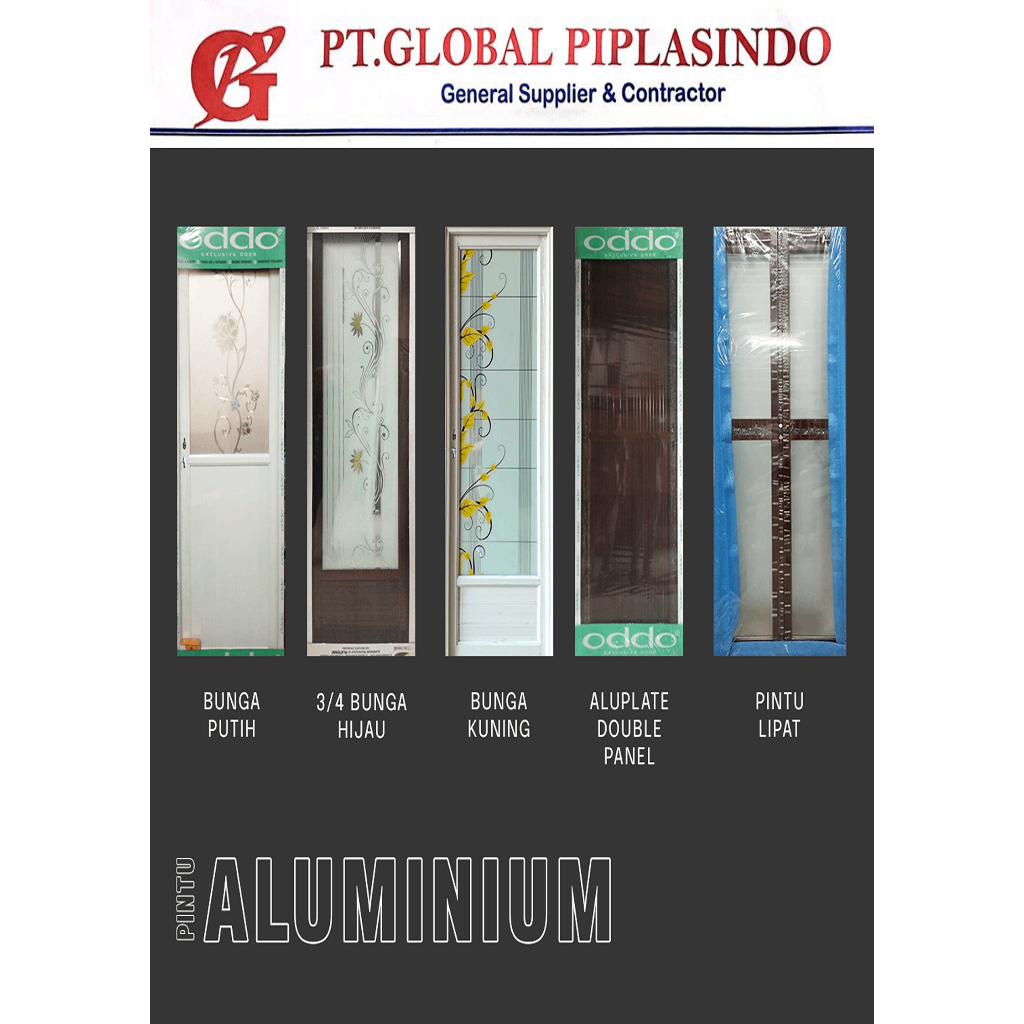 Pintu kamar mandi Aluminium 1/2 Kaca Uk. Kusen 70 x 200