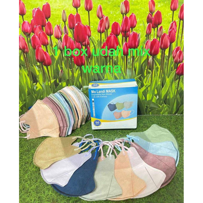 Masker Duckbil / Duckbill 3 Ply Warna Warni, 1 Box Isi 50 Pcs