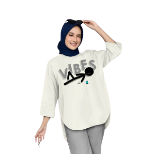 Tshirt Oversize Vibe Blouse Bo Bahan Kain Combed Size S M L XL XXL XXXL Baju Atasan Wanita Terbaru C