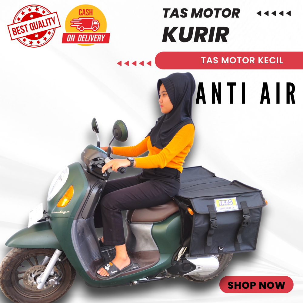 Tas kurir motor warna hitam tas delivery makanan anti air muat 30kg persisi