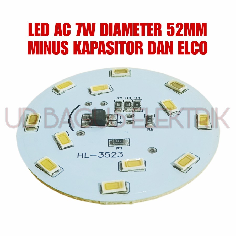 10X PCB LED AC 7W DIAMETER 52MM MINUS KAPASITOR DAN ELCO - DAPAT 10PCS