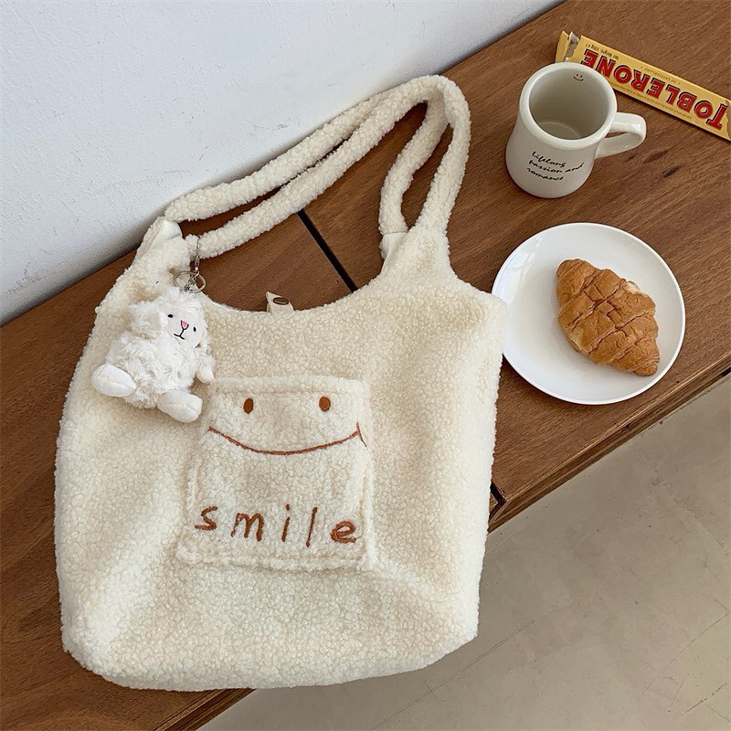 NEW TAS BULU SELEMPANG TOTE BAG BULU TAS BULU