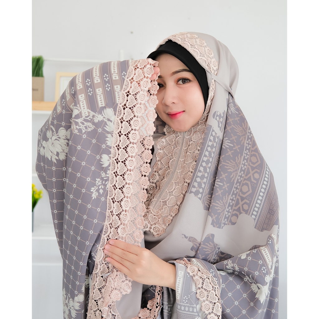 mukena dewasa 2in1 mewah silk premium maxmara jumbo - mukena maxmara lux 2in1 dewasa