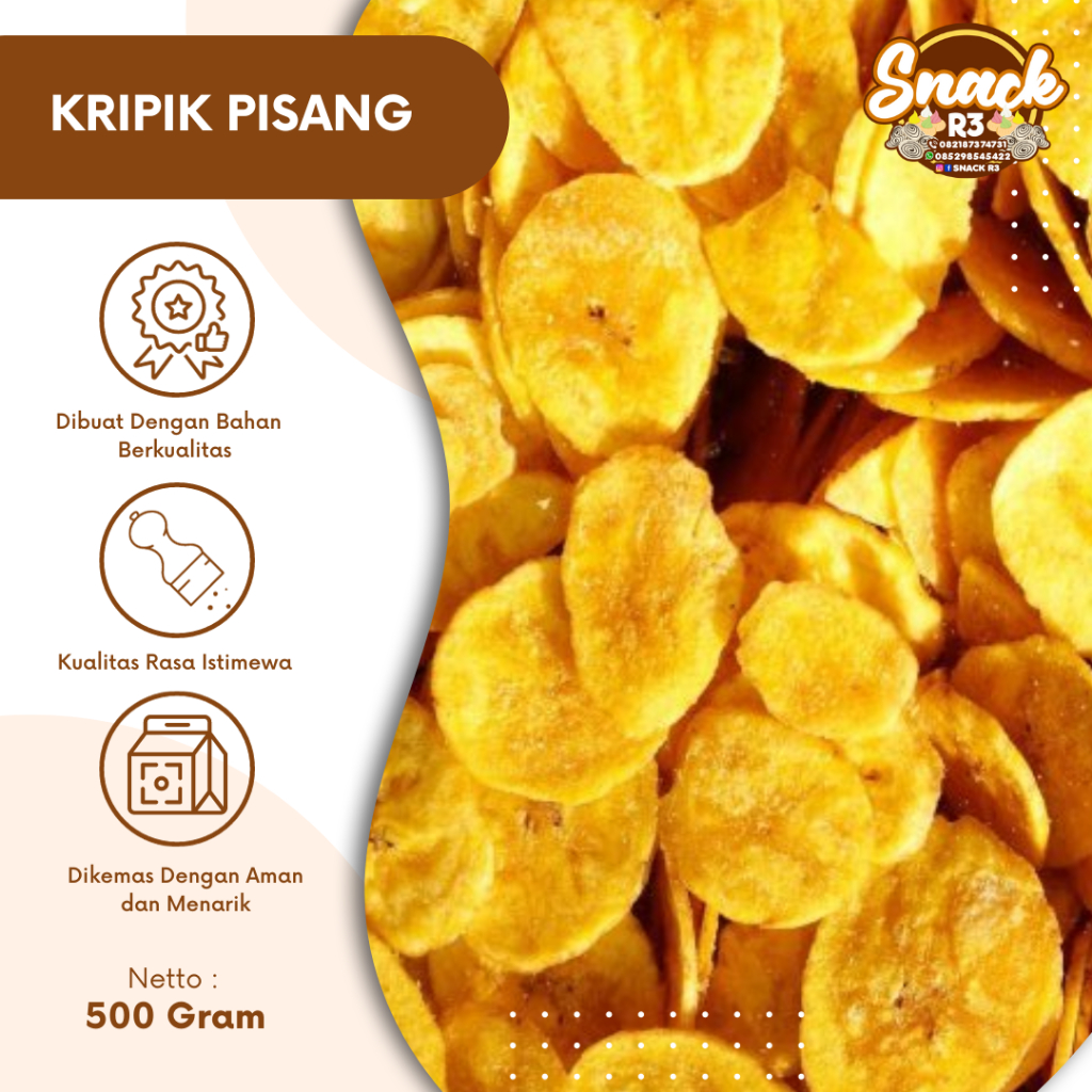 

Keripik Pisang Snack Manis Renyah Aroma Wangi Tanpa Pengawet Camilan Praktis Makanan Ringan 500 Gram Enak