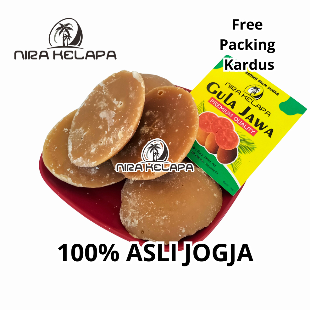 Gula Jawa 1kg Asli Nira Kelapa Jogja Super Premium Murni Tradisional Warna Merah Coklat  Bulat Batok