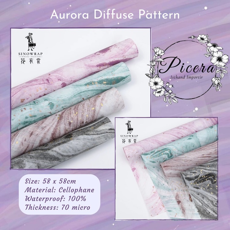 

Flower Wrapping Paper Aurora Marble Sparkling Gold Cellophane Waterproof Kertas Bungkus Pembungkus Bouquet Bucket Bunga Pastel Emas Anti Air