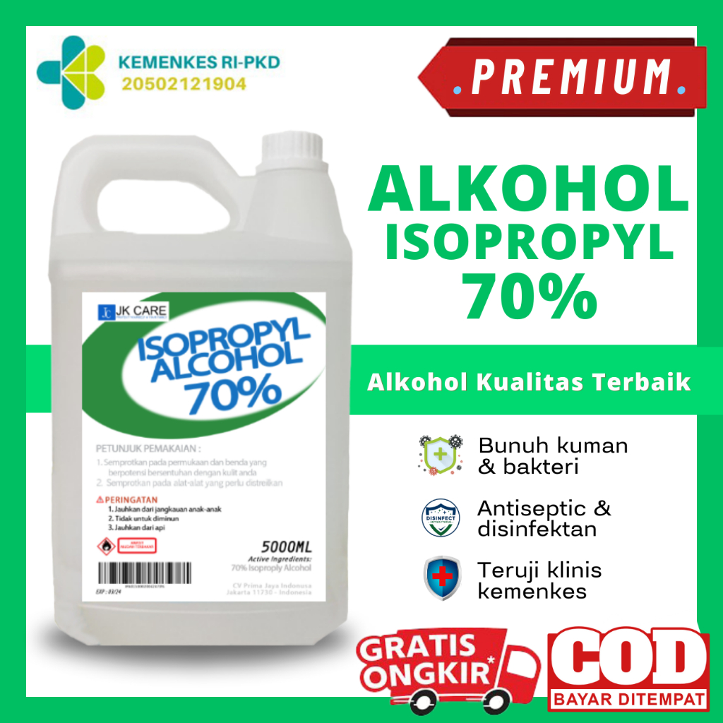 Alkohol 70% Isopropyl Kualitas Premium Aman Untuk Kulit