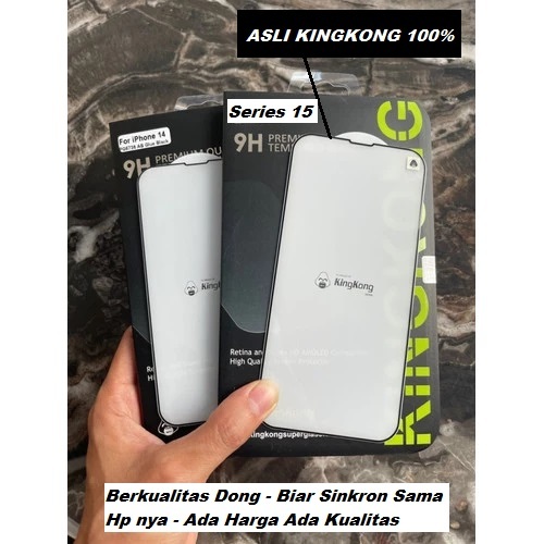ORIGINAL Tempered KiNGKONG Bening Thin iPhone 15 15+ 15Pro 15Promax Temperd Gorila Clear Glossy Full