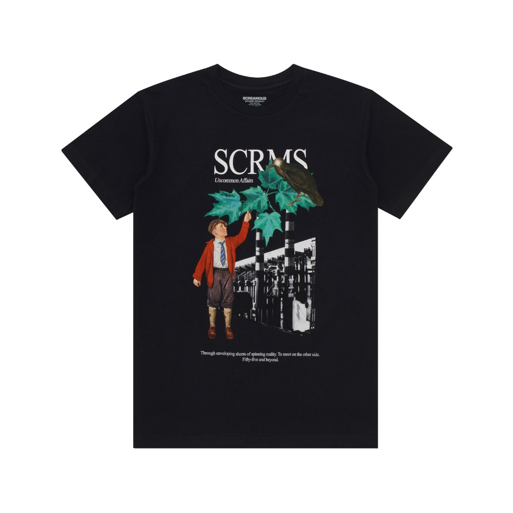 Ready Stock - Screamous Kaos T-Shirt THE BOY AND THE CROW BLACK