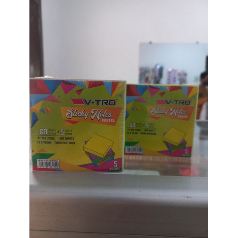 

V-TRO Sticky Notes Pastel (75×75 MM) 5 Warna 80 Sheets