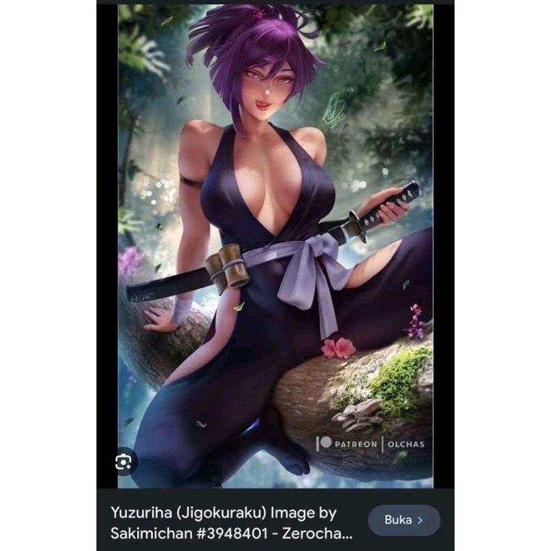 mainan katana kayu yuzuriha jingokuraku COSPLAY
