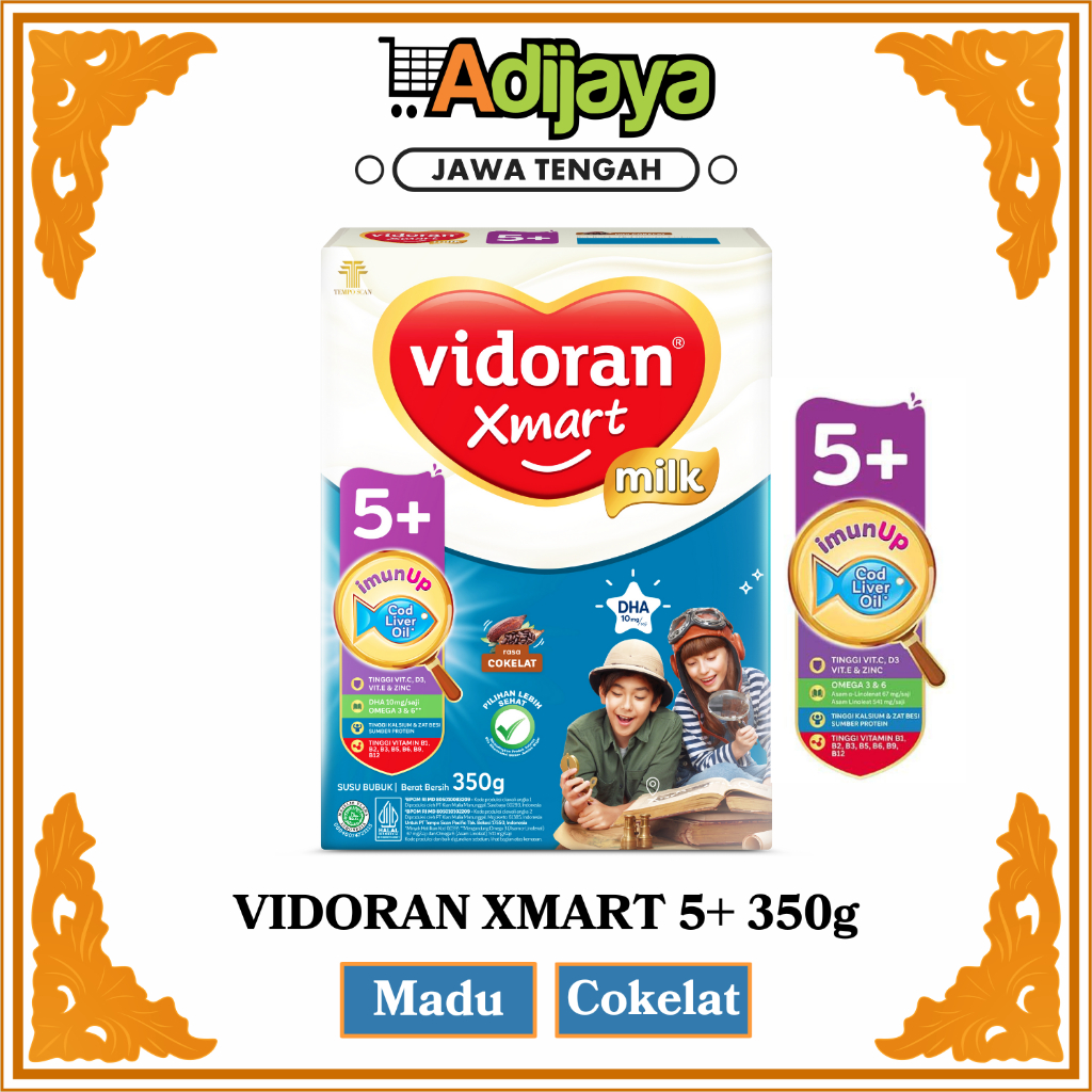 

Vidoran Xmart 5+ Rasa Coklat Madu Susu Pertumbuhan Anak Bubuk Untuk Umur ( 5 - 12 Tahun ) Exp 01.2025 - 350g