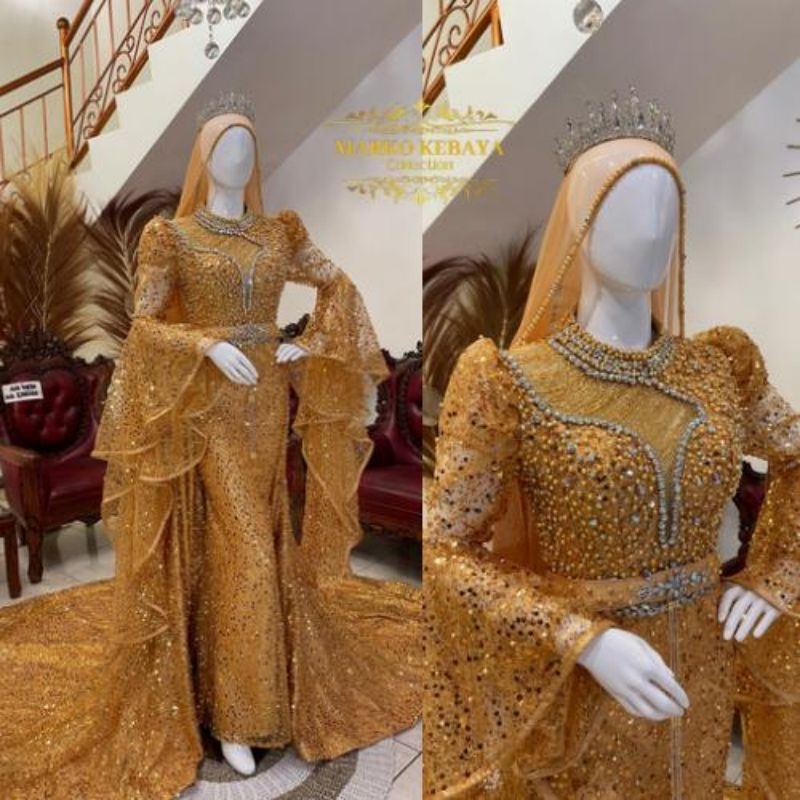 Gaun pengantin ekor pisah premium | Gaun pengantin Slim Dress Premium || gaun pengantin || Kebaya pengantin || Gaun pengantin mewah elegan