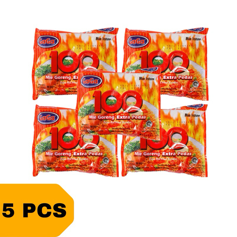 

MIE GAGA 100 MIE GORENG EXTRA PEDAS 5 Pcs