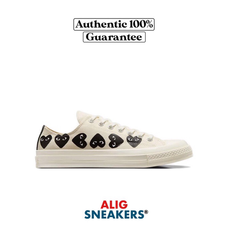 CONVERSE CDG PLAY LOW MULTI HEART MILK BLACK EGRET AUTHENTIC 100%