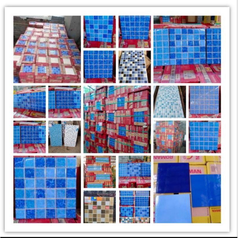 ROMAN KERAMIK KOLAM RENANG  Kolam Renang Kedap Air 30x30 Roman Ori Biru Mix