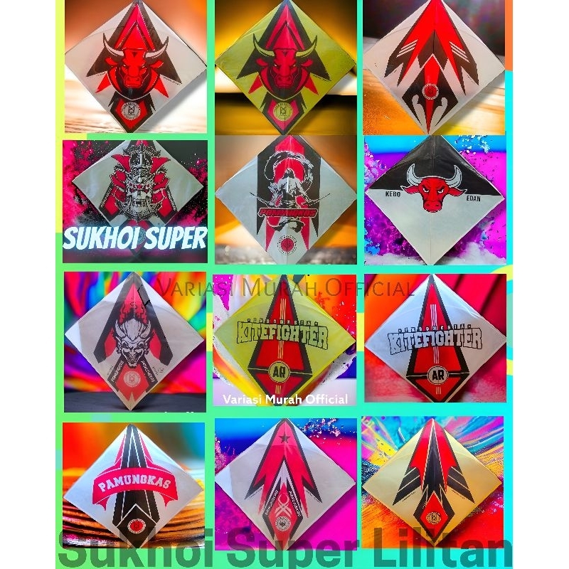 10/15/50pcs Layangan Sukhoi Super Lilitan Apus | Sukoi Arku Keras Aduan Motif Turnamen | Layang laya